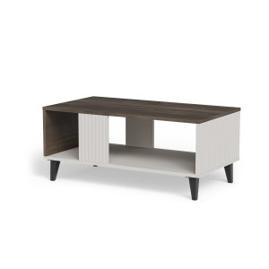BLEND modern dohányzóasztal alsó polccal – kasmír / dió – 92 cm BLEND