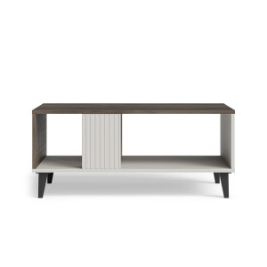 BLEND modern dohányzóasztal alsó polccal – kasmír / dió – 92 cm