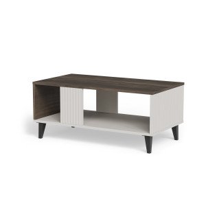BLEND modern dohányzóasztal alsó polccal – kasmír / dió – 92 cm BLEND