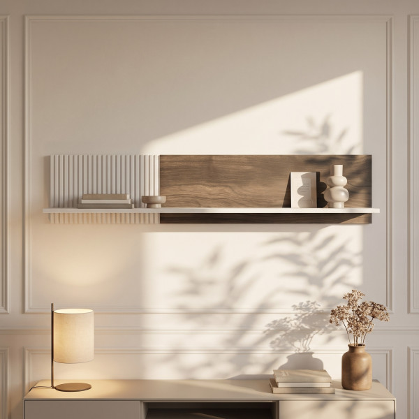 BLEND modern fali polc – kasmír / dió – 150 cm