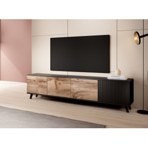TONE modern TV-szekrény –  tölgy / fekete – 200 cm