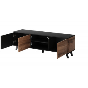 TONE modern TV-szekrény – tölgy / fekete – 150 cm