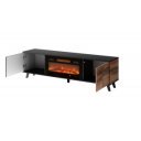 TONE modern TV-szekrény elektromos kandallóval – tölgy / fekete – 180 cm