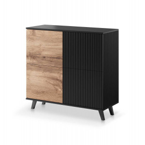TONE modern magas komód – tölgy / fekete – 100 cm