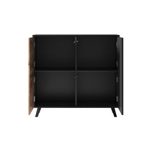 TONE modern magas komód – tölgy / fekete – 100 cm