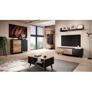 TONE modern magas komód – tölgy / fekete – 100 cm