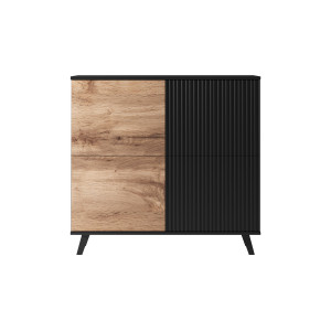 TONE modern magas komód – tölgy / fekete – 100 cm