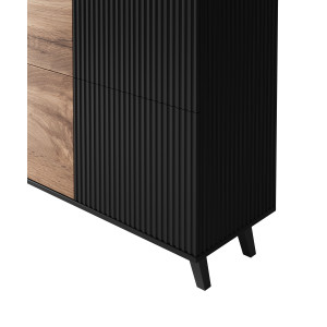 TONE modern magas komód – tölgy / fekete – 100 cm