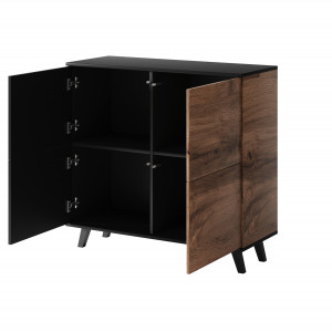 TONE modern magas komód – tölgy / fekete – 100 cm