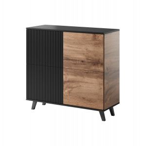 TONE modern magas komód – tölgy / fekete – 100 cm