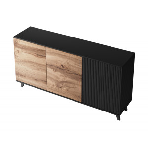 TONE modern komód – tölgy / fekete – 160 cm