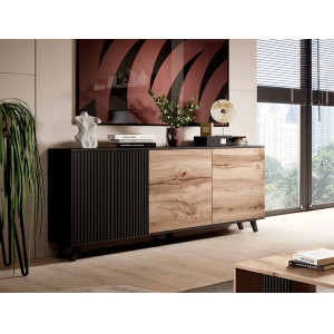 TONE modern komód – tölgy / fekete – 160 cm