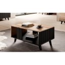 TONE modern dohányzóasztal alsó polccal – tölgy / fekete – 92 cm