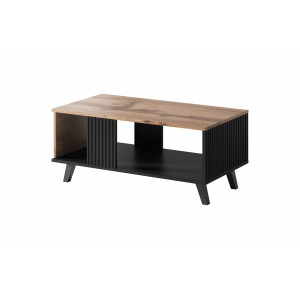 TONE modern dohányzóasztal alsó polccal – tölgy / fekete – 92 cm Elemes bútor