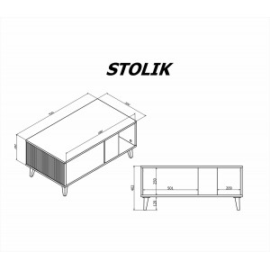 TONE modern dohányzóasztal alsó polccal – tölgy / fekete – 92 cm