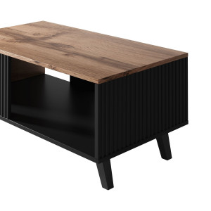 TONE modern dohányzóasztal alsó polccal – tölgy / fekete – 92 cm