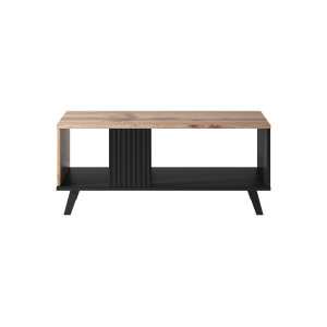 TONE modern dohányzóasztal alsó polccal – tölgy / fekete – 92 cm