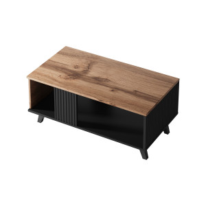 TONE modern dohányzóasztal alsó polccal – tölgy / fekete – 92 cm