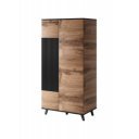 TONE modern gardróbszekrény – tölgy / fekete – 90 cm