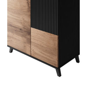 TONE modern gardróbszekrény – tölgy / fekete – 90 cm