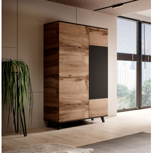 TONE modern gardróbszekrény – tölgy / fekete – 90 cm
