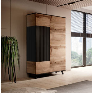TONE modern gardróbszekrény – tölgy / fekete – 90 cm HALMAR