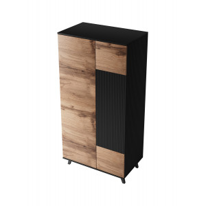 TONE modern gardróbszekrény – tölgy / fekete – 90 cm