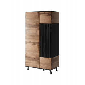 TONE modern gardróbszekrény – tölgy / fekete – 90 cm