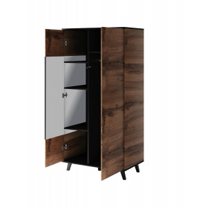 TONE modern gardróbszekrény – tölgy / fekete – 90 cm