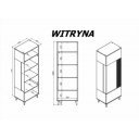 TONE modern vitrin – tölgy / fekete – 60 cm
