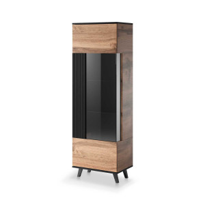 TONE modern vitrin – tölgy / fekete – 60 cm