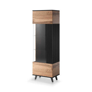 TONE modern vitrin – tölgy / fekete – 60 cm
