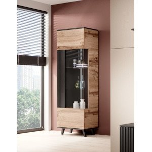 TONE modern vitrin – tölgy / fekete – 60 cm