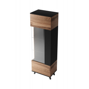 TONE modern vitrin – tölgy / fekete – 60 cm