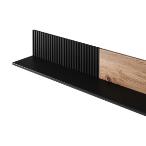 TONE modern fali polc – tölgy / fekete – 150 cm