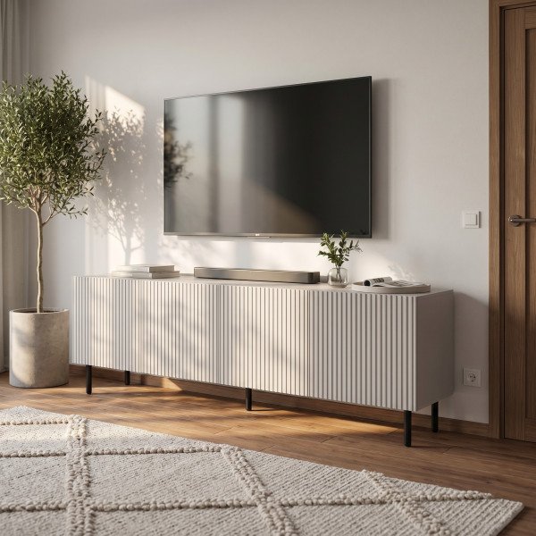 DUNE modern TV-szekrény – kasmír / fekete – 200 cm