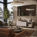 DUNE modern TV-szekrény – kasmír / fekete – 150 cm