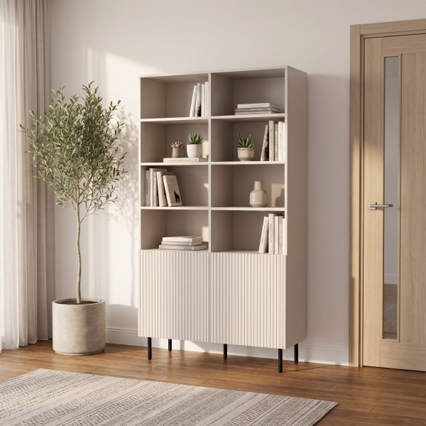 DUNE modern polcos szekrény – kasmír / fekete – 100 cm