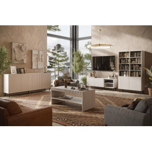DUNE modern dohányzóasztal alsó polccal – kasmír – 120 cm