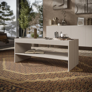 DUNE modern dohányzóasztal alsó polccal – kasmír – 120 cm DUNE