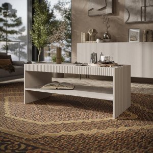 DUNE modern dohányzóasztal alsó polccal – kasmír – 120 cm DUNE