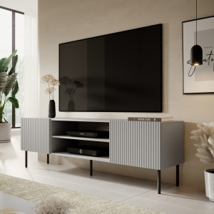 DRIFT modern TV-szekrény – világosszürke / fekete – 180 cm DRIFT