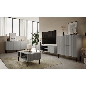 DRIFT modern TV-szekrény – világosszürke / fekete – 180 cm