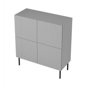 DRIFT modern magas komód – világosszürke / fekete – 100 cm