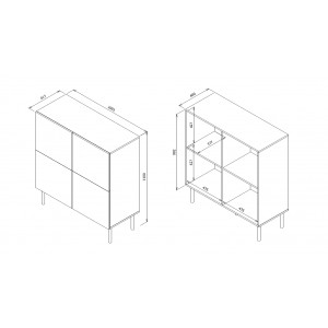 DRIFT modern magas komód – világosszürke / fekete – 100 cm