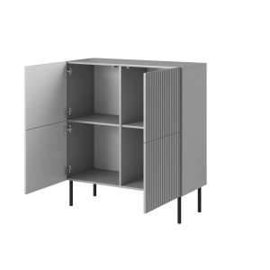 DRIFT modern magas komód – világosszürke / fekete – 100 cm