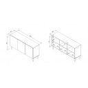 DRIFT modern komód – világosszürke / fekete – 150 cm