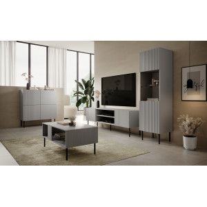 DRIFT modern komód – világosszürke / fekete – 150 cm