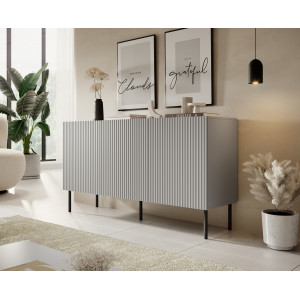 DRIFT modern komód – világosszürke / fekete – 150 cm
