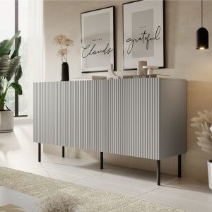 DRIFT modern komód – világosszürke / fekete – 150 cm DRIFT
